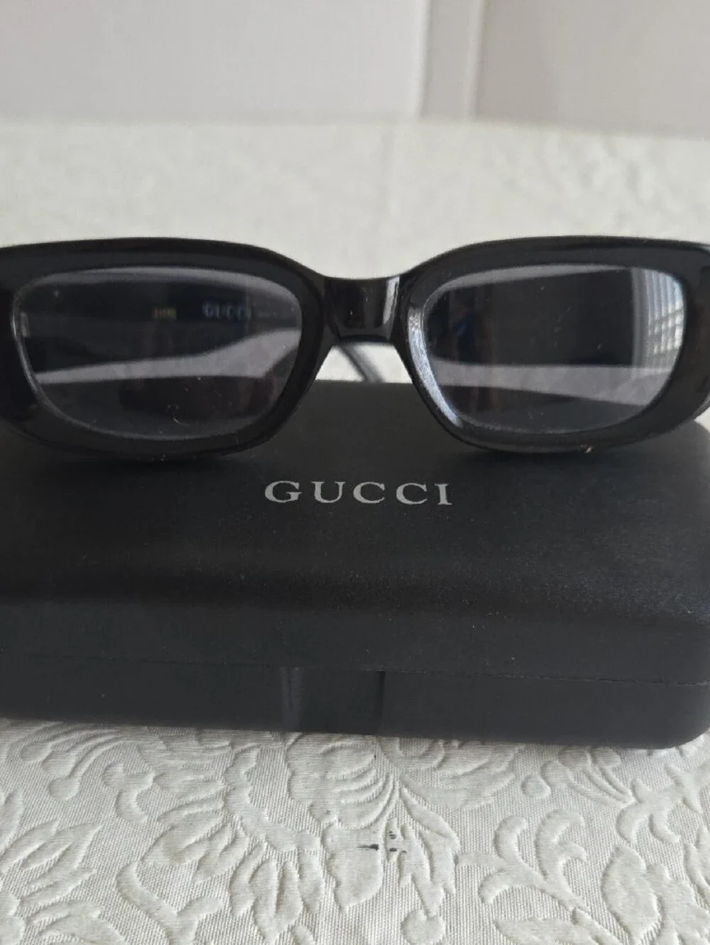 Black Rectangular Sunglasses with Dark Lenses